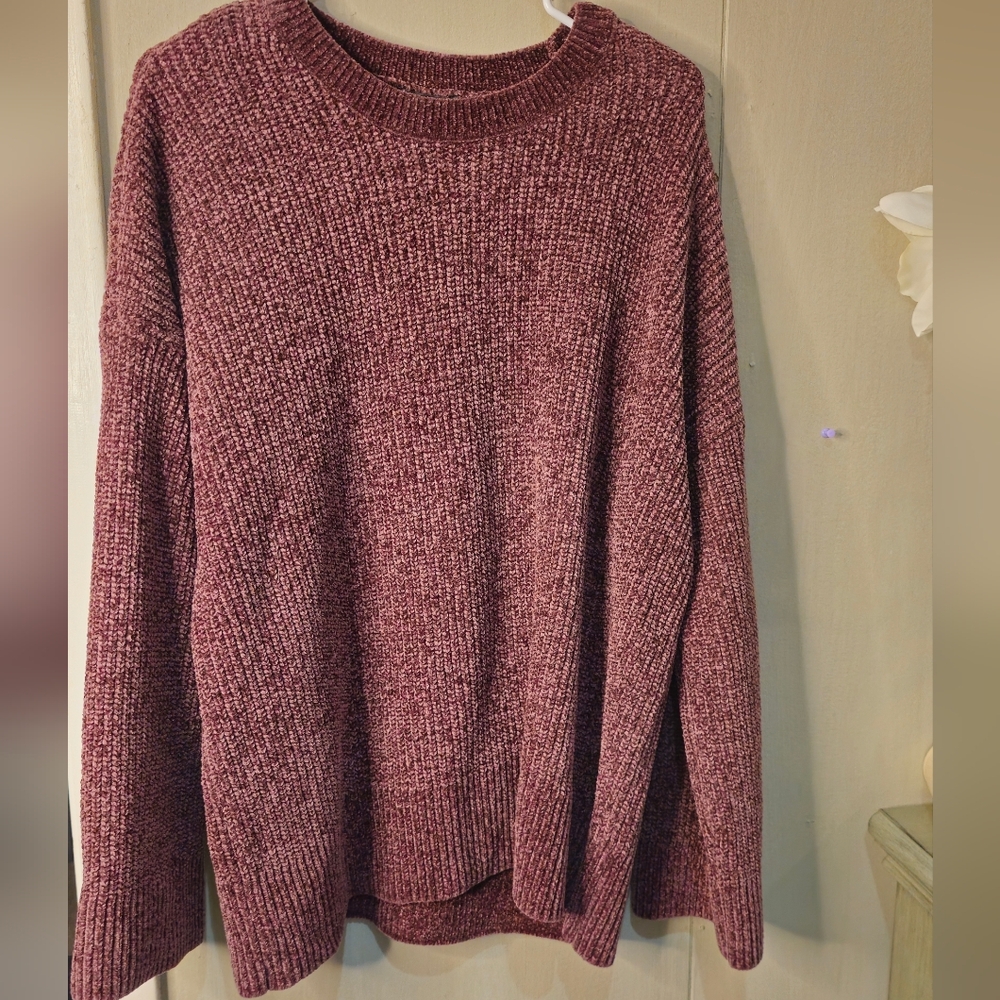 NWOT Oversized Chunky Knit Sweater - Mauve/Burgundy - Ultra Soft & Cozy
